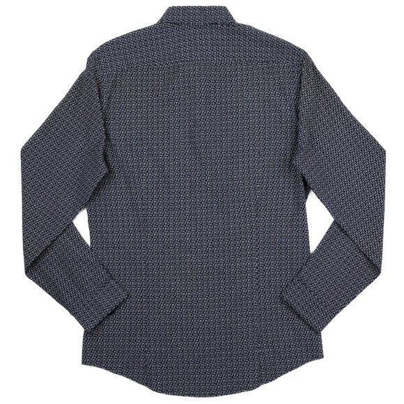 H&M Men's SMALL Black Geometric Abstract Crosshatch Print Button Up LS Shirt - Picture 10 of 11